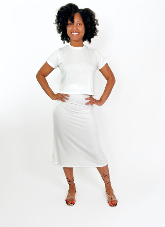 White 2pc Skirt Set